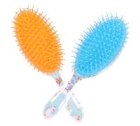Gogogmee 2pcs Oval Hair Styling Comb and Detangling Massage Brush for Women and Children, Plastic Paddle Brush with Cushion Base, Unicorn Glitter and Rainbow Pattern for Daily Hair Care