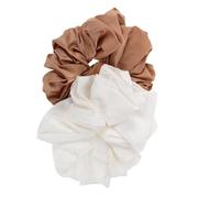 Gogogmee 2pcs Oversized French Ballet Style Jumbo Fabric Scrunchies for Women and Soft Hairfriendly Large Hair Ties for Braids Ponytails Gentle Cushion Elastic Bands Coffee White