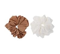 Gogogmee 2pcs Oversized French Satin Hair Ties for Thick Hair Large Scrunchies Soft Fabric Ponytail Holders Gentle Care Elastic Bands for Women Ballet and Party