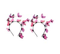 Gogogmee 2pcs Pink Butterfly Bridal Headbands Wedding Hair Accessories for Women and Charming Floral Headpiece Crown for Tea Parties Halloween Costumes Craftsmanship