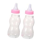 Gogogmee 2pcs Pink Stuff Money Box Milk Bottle Piggy Bank for Girls Unbreakable Plastic Savings Jar Decorative Coin Bank for Boys and Girls