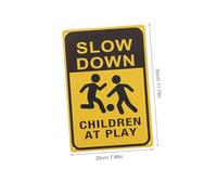 Gogogmee 2pcs Playing Safety Signs Slow Down Metal Caution Signs for Street Lawn Garden Neighborhoods Educational Traffic Safety Warning