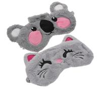 Gogogmee 2pcs Plush Cartoon Animal Eye Masks Blindfolds for Light Blocking Lightweight Lovely Eye Covers for Deep Rest Unique Shading Patches Koala Gray Cat