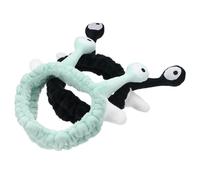Gogogmee 2pcs Plush Makeup Headbands for Face Washing Spa Hairbands Elastic Non-slip Soft Hair Wraps for Women and Cute Black and Green Skincare Accessories