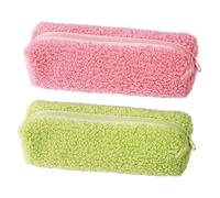 Gogogmee 2pcs Plush Pencil Bag Capacity Soft Pen Pouch Stationery Storage for Cosmetic Organizer Portable Plush Pen Container Random Color