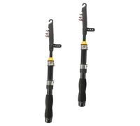 Gogogmee 2pcs Portable Pen-style Miniature Fishing Rod with Integrated Spinning Reel Ultra-hard Short Telescopic Sea Pole for Travel Seawater Freshwater Bass Trout Fishing Black