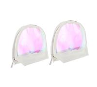 Gogogmee 2Pcs Portable Shell-Shaped Travel Toiletry Bags PU Cosmetic Storage Pouches with Sturdy Zipper Closure for Outdoor and Bedroom Use Silver Large Small