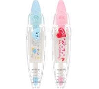 Gogogmee 2Pcs Press Type Decorative Correction Tapes with Heart and Cloud Patterns, Multi-Purpose Scrapbook and Diary Cartoon Tape for DIY Album and Student Crafting