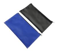 Gogogmee 2pcs Pu Zippered Storage Bags Large Capacity Multi-use Mini Makeup Bags for Purse Black Blue Travel Daily Use