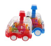 Gogogmee 2pcs Push Car Transparent Gear Friction Vehicles for Lightweight Push Go Montessori with Interactive Gear Display for Early Learning and Play
