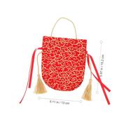 Gogogmee 2pcs Red Cloth Candy Storage Bags with Drawstring, Chinese Theme Wedding Pouches for Biscuits and Snacks, Bright and Festive Design, Sturdy and Tear-resistant