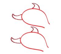 Gogogmee 2pcs Red Rhinestone Devil Horn Headband Halloween Horn Hair Accessory Lightweight Party Cosplay Headdress for Women