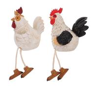 Gogogmee 2pcs Resin Chicken Decoration with Dangling Legs Festive Hen Sculpture for Easter and Christmas Lightweight Poultry Figurines for Home Garden Kitchen Accent Holiday Table Display