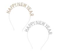 Gogogmee 2pcs Rhinestone Letter Headbands for Year Decorative Happy Year Hair Hoops Lightweight Charming Hair Accessories for Festivals Parties and Performances