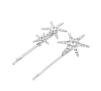 Gogogmee 2Pcs Rhinestones Star Hair Clips for Women Sparkling Silver Alloy Barrettes Anti-rust Hair Accessories Elegant Decorative Pins for Party and Daily Wear