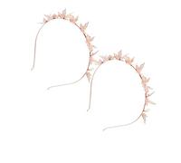 Gogogmee 2Pcs Rose Gold Butterfly Hair Hoops for Stereoscopic Decorative Headband Elastic Hair Bands for Parties Costumes Festivals Adorable Accessories