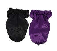 Gogogmee 2Pcs Satin Beanie Hats for Women Multi Purpose Sleep Caps Hair Care Bonnets for Cancer Patients for Sleep Face Washing and Makeup Includes Black Deep Purple