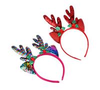 Gogogmee 2pcs Sequin Reindeer Antler Headbands Christmas Hair Band with Ears Comfortable Fit for Adults and Holiday Party Easter Year Eve