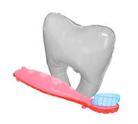Gogogmee 2pcs Shower Tooth Foil Balloons White Tooth Shape with Toothbrush Balloon Arch Decoration for First Party Aluminum Material and Fun Oral Development Accessory