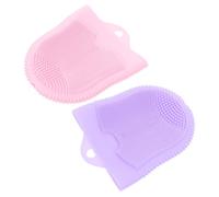 Gogogmee 2Pcs Silicone Facial Brush Soft Gentle Exfoliator Lightweight Face Cleansing Tool for Deep Pore Cleaning and Massage Portable Pink Purple
