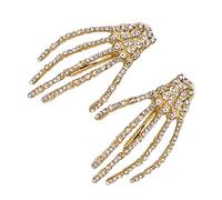 Gogogmee 2pcs Skull Rhinestone Hair Clips for Halloween Sparkly Skeleton Bone Hair Accessories Comfortable and Easy to Hold Clamps for Cosplay and Daily Use