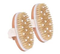 Gogogmee 2PCS Soft Beaded Bristle Bath Brush for Shower and Body Massage Natural Bristle Exfoliating Back Scrubber Brush for Home Use Chocolate