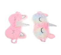Gogogmee 2pcs Soft Plush Unicorn Sleeping Mask with Gradient Rainbow Pattern and Pink Silver Horn Light-blocking Eye Shade for Women Comfortable Bed Blindfold for Restful Sleep and Party