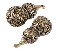 Gogogmee 2pcs Solid Brass Gourd Keychains Hollow Pendant Set Small Calabash Decor for Hanging Decorations Feng Shui Lucky Charm Key Rings for Car Office
