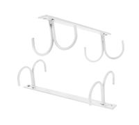 Gogogmee 2pcs Under Cabinet Coffee Cup Hanger Iron Mug Holder with Hooks White Kitchen Organizer Rack for Neat Storage Cabinets Versatile Mug Hooks for Kitchen Office Living Room