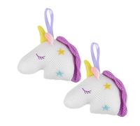 Gogogmee 2Pcs Unicorn Shower Puff Mesh Bath Sponges for Adults and Exfoliating Body Scrubber with Comfortable Grip White Cartoon Loofah Balls for Gentle Cleansing and Keratin Removal