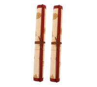 Gogogmee 2pcs Vintage Bamboo Paint Brush Storage Case Handcrafted Canvas Organizer for Artists Beginners Protective Brush Pen Pouch for Travel and Home Use