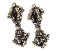 Gogogmee 2pcs Vintage Tibetan Amulet Keychain Pendants with Brass Antique Finish Unique Ritual Charm Accessories for Spiritual Faith Cultural Heritage and Decorative Use