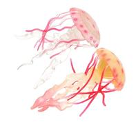 Gogogmee 2Pcs Vivid Jellyfish Models for Desktop Decoration Safe Non-fading Sea Creature for Home Garden and Aquarium Display Yellow and Pink Simulated Sea Animals