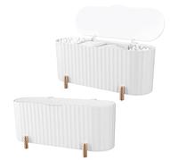 Gogogmee 2pcs White Makeup Organizer Storage Boxes Multi Function Cosmetic Holder for Dressing Table Space Saving Desktop Storage Case for Cosmetics Jewelry Skincare Accessories