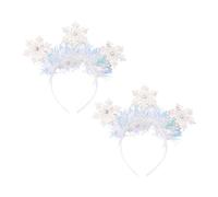 Gogogmee 2Pcs White Snowflake Headbands Glitter Design Lightweight Christmas Hairbands for Holiday Party Winter Wonderland Accessories