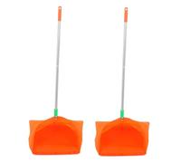 Gogogmee 2pcs Windproof Aluminum Dustpan Long Handled Garbage Pan for Garden Outdoor Cleaning Tools Efficient Leaf Collector Orange