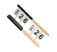 Gogogmee 2pcs Wooden Perpetual Calendar with Compact Flip Date Display Desk Organizer for Home Office Minimalist Wood Block Calendar for Wedding Anniversary Due Date Tracking