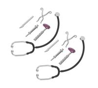 Gogogmee 2sets Scale Dollhouse Doctor Accessories Set Miniature Hospital Care Tools with Stethoscope Medical Kit for Dollhouse Decoration and Pretend Play