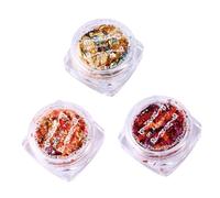 Gogogmee 3 Box Gold Leaf Gilding Metallic Flakes for Manicure Nail Art DIY Crafts with Reusable Containers Safe Foil for Resin Jewelry Paintings Home Decoration