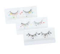 Gogogmee 3 Pairs Sequin False Eyelashes Flower Heart Shape Creative Fake Lashes Comfortable Lightweight Natural Look for Beginners and Professional Use