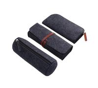Gogogmee 3 Pcs Dark Grey Felt Pencil Case Wear-Resistant Stationery Organizer with Spacious Compartments Multi-Functional Cosmetic Makeup Pouch and Coin Bag for Travel and Daily Use