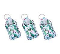 Gogogmee 3 Sets 30ml Refillable Hand Bottles with Cactus Print Keychain Covers, Portable Protective Empty Soap Lotion Bottles for Travel and Daily Use, 6 Pieces