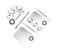 Gogogmee 3 Sets Stainless Steel Makeup Palettes Color Mixing Boards for Nail Art Manicure Smooth Surface Reusable Color Mixing Pallet with Pigment Stick