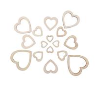 Gogogmee 300pcs Heart Shaped Wood Chips Crafts Wood Heart Craft Shapes Wedding Celebration Decor Khaki
