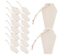 Gogogmee 30pcs Halloween Wooden Tombstone Cutouts DIY Paintable Wooden Craft Supplies with Pre Punched and Hanging Strings Lightweight for Decorating and Crafting Projects