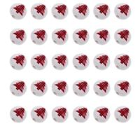 Gogogmee 30Pcs Plaid Wooden Beads Set for Christmas DIY Crafts Colorful Mini Wood Beads for Holiday Decoration and Jewelry Making