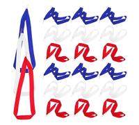 Gogogmee 30pcs Prize Medal Ribbons with Snap Clips - Flat Medal Holder Lanyard Set in Red, Blue, and White 2.5cm X 85cm - Award Ribbons for Sports, Competitions, and Student Recognition