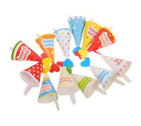 Gogogmee 36pcs Mini Birthday Cake Toppers Cone Cupcake Decorations for Shower Party Supplies Versatile Dessert Picks with Mixed Polka Dot Stripe and Star Designs