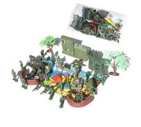 Gogogmee 37pcs Military Scene DIY Model with Soldiers Tanks Aircraft Flags Trees for Imaginative Play and Educational Military Knowledge Development