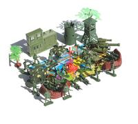 Gogogmee 37pcs Military Soldier Playset DIY Model with Tanks Aircraft Flags and Fort Accessories Imaginative Army Figures for Boys and Educational Military Scene